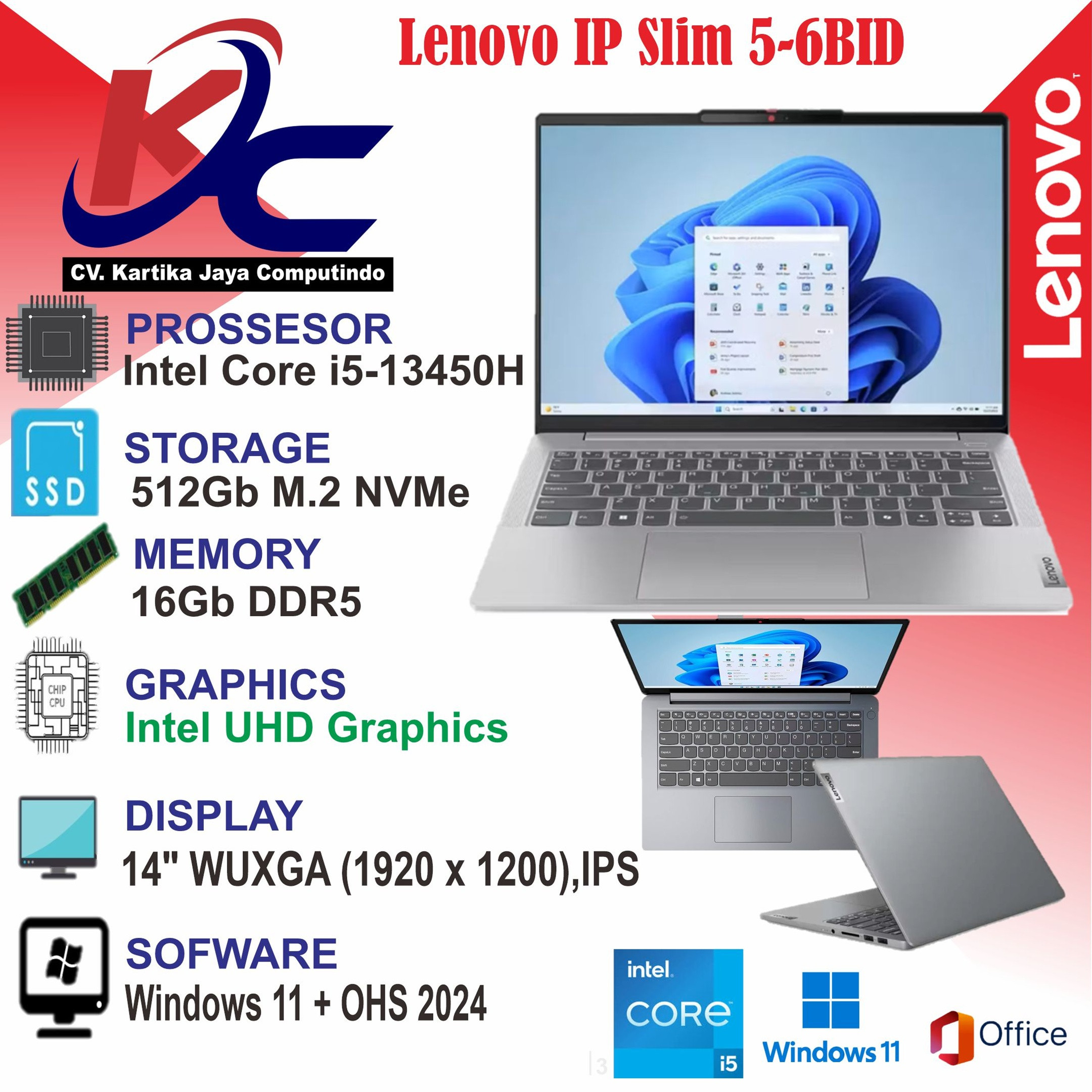 LENOVO IP 5 6BID  I5-13420H/ 16GB/ SSD 512GB/ TOUCH/ W11 OHS GREY